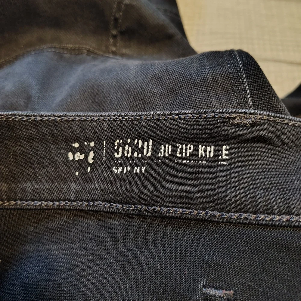 G-Star RAW 5620 3D Zip Knee Skinny Jeans Mens 40x34 Black Elwood Moto Denim